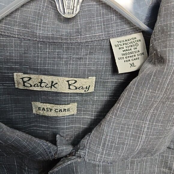 Batik Bay Mens XL Hawaiian Button Short Sleeve Shirt Gray - Picture 2 of 8